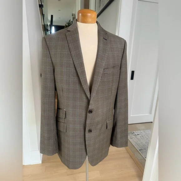 Ted Baker No Ordinary Joe Blazer 44 L Wool Check Sport Coat Blue Lining - Picture 1 of 11